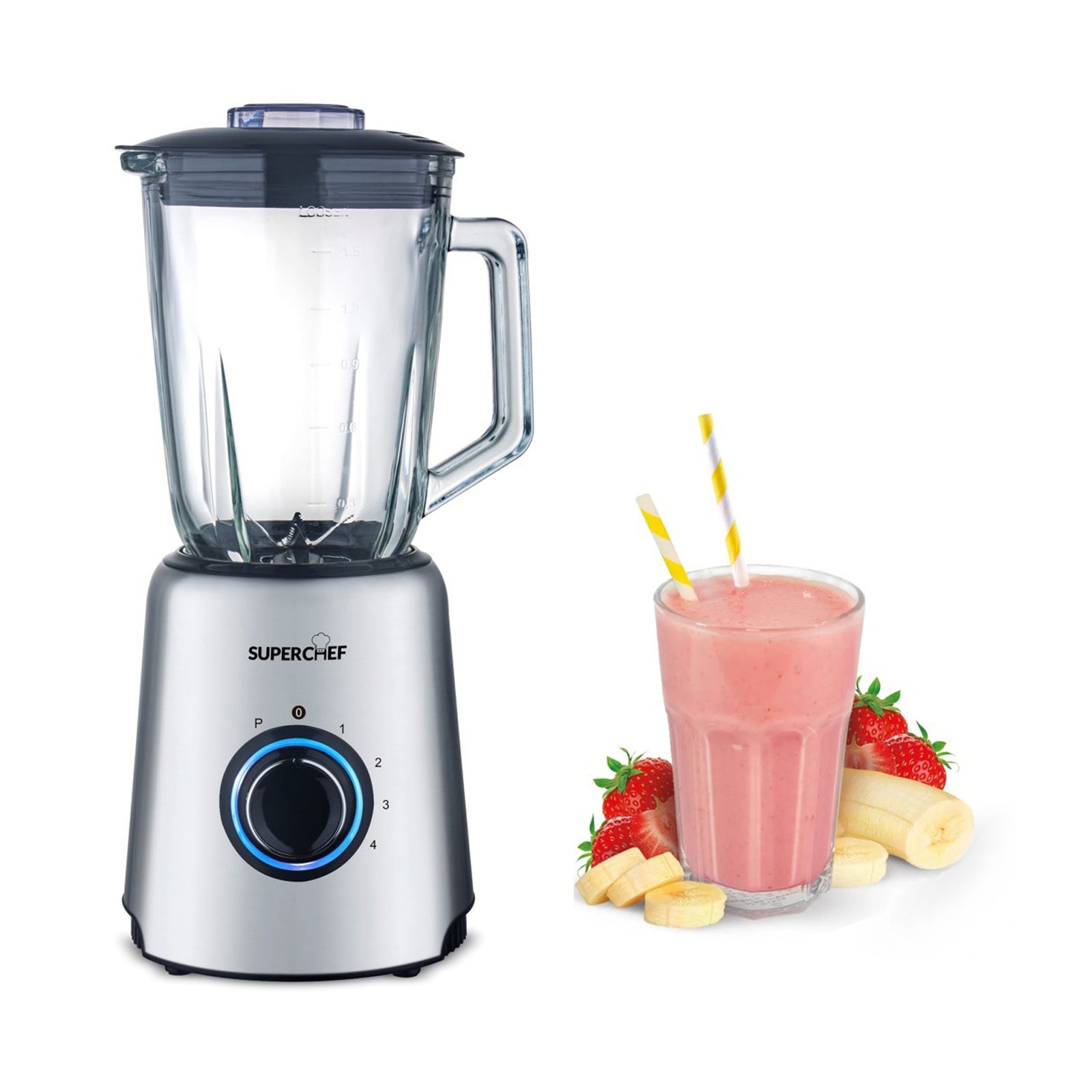 Super Chef Table Blender, 1000 Watt, 1.5 Liter, Glass Jar